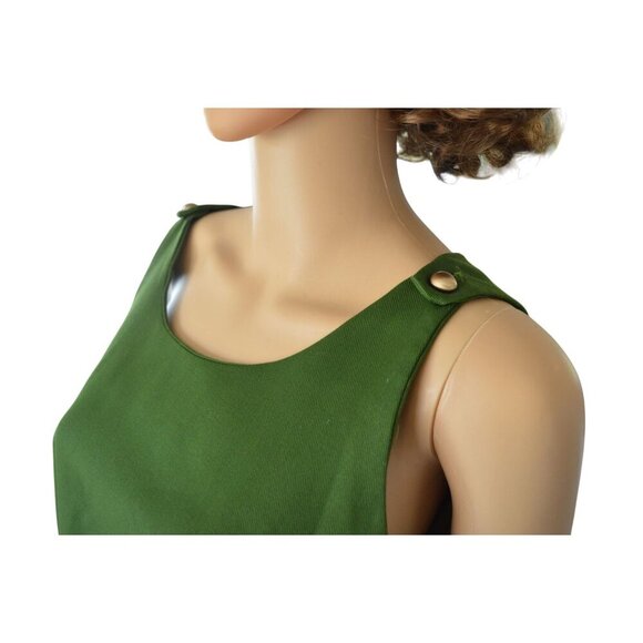 Vintage 60s Handmade Dark Olive Green Womens Shift Dress Size Small Earth Girl - Picture 4 of 10